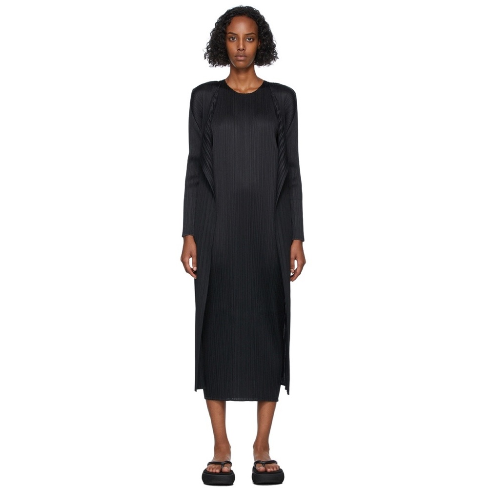 Issey Miyake Pleats Please two-toned coat